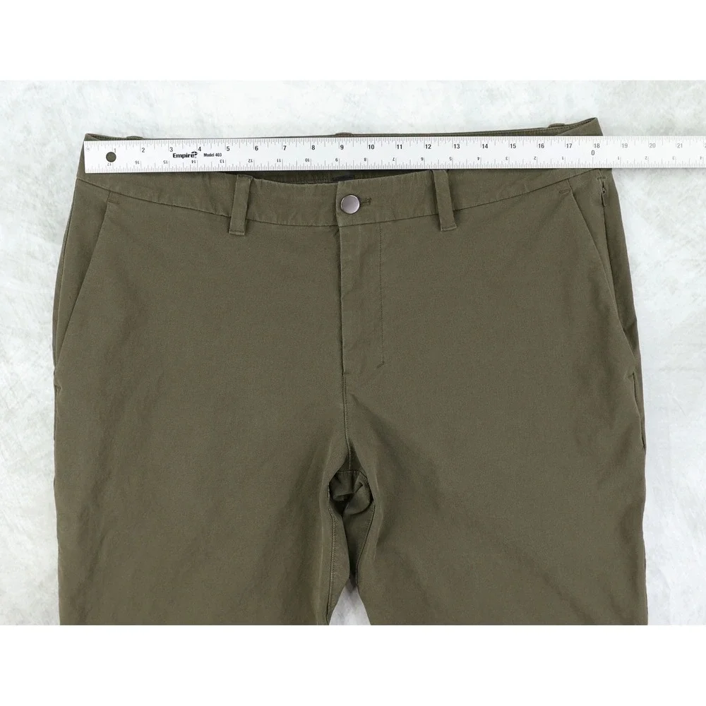 Lululemon ABC Slim-Fit Trouser Stretch Cotton VersaTwill Mens 36 Olive Green